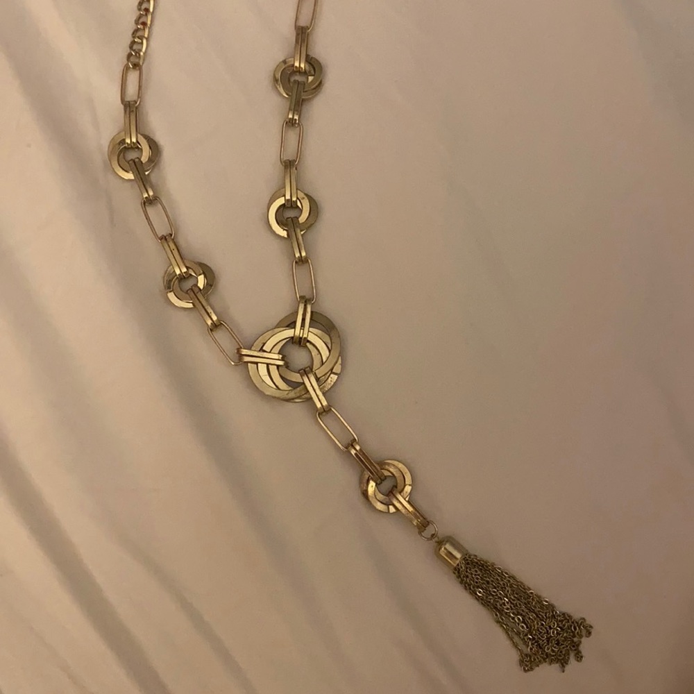 Long gold necklace